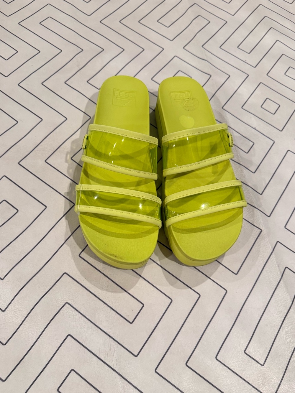 Reef Neon Clear Strap Slide Sandals